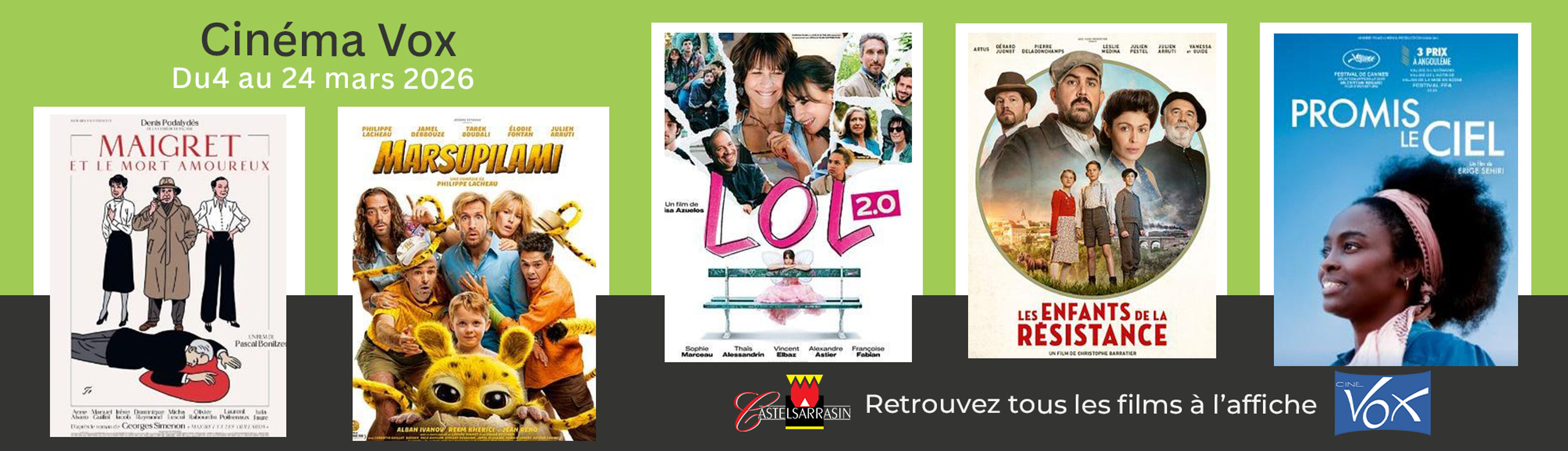  Retrouvez le programme du cinéma à l'affiche du 4 au 24 mars 2026 en cliquant ici