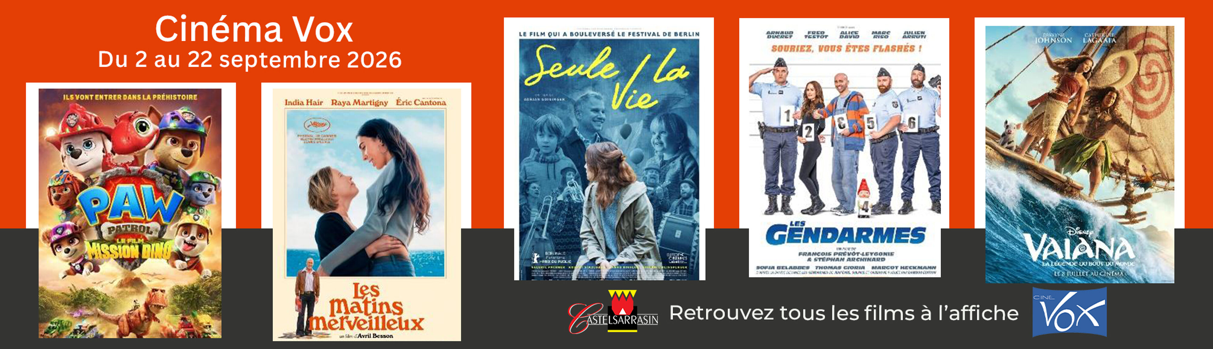 Retrouvez le programme du cinéma à l'affiche du 2 au 22 septembre 2026 Retrouvez le programme du cinéma à l'affiche du 2 au 22 septembre 2026