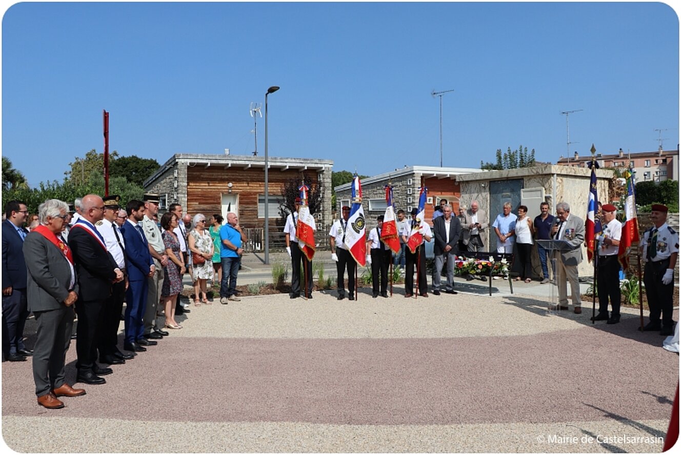 Inauguration de la stèle de la flamme de la Résistance à l'occasion des 80 ans de la Libération de Castelsarrasin le 20 aout 2024