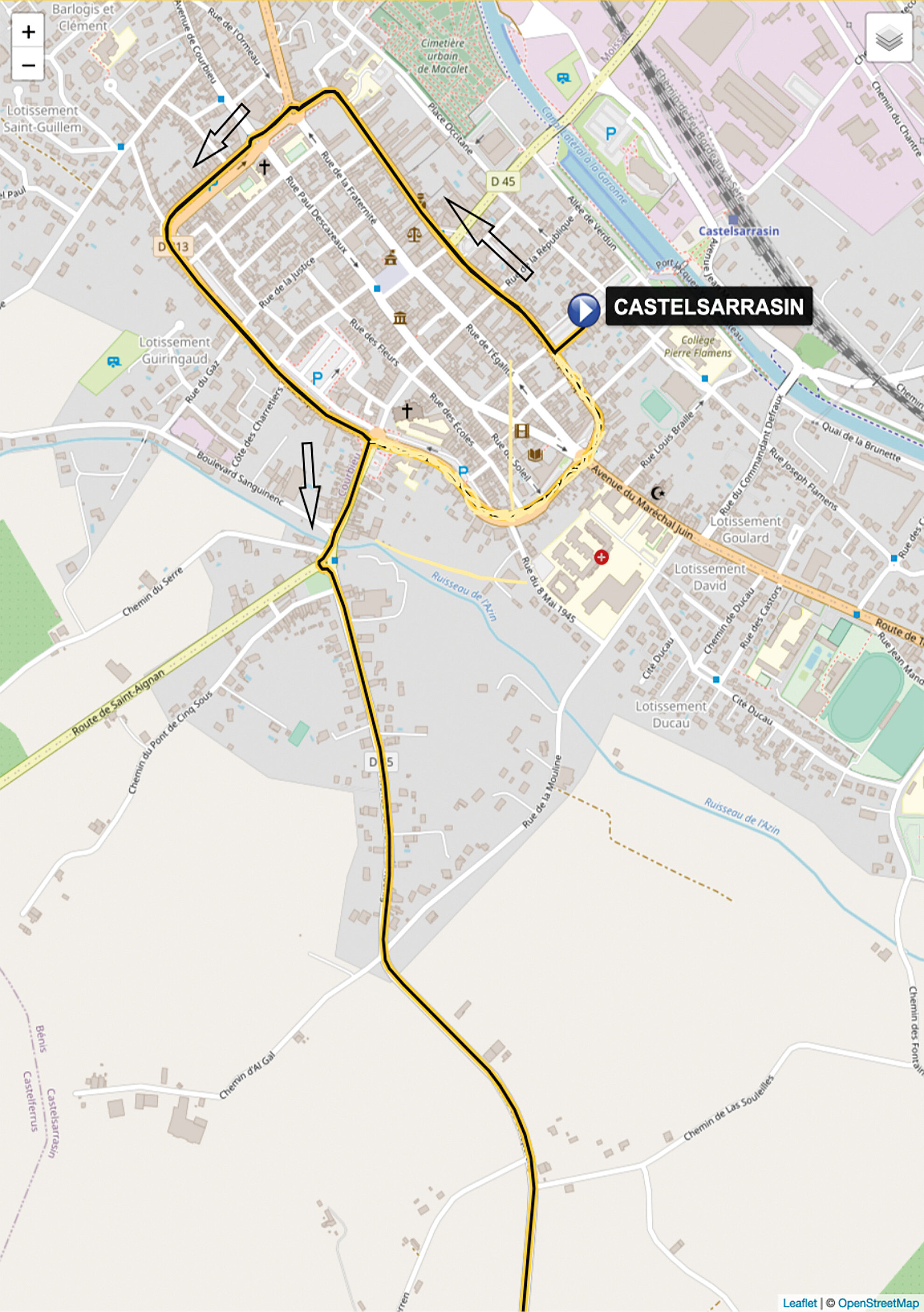 Tracé du départ de la course Tracé du départ de la course