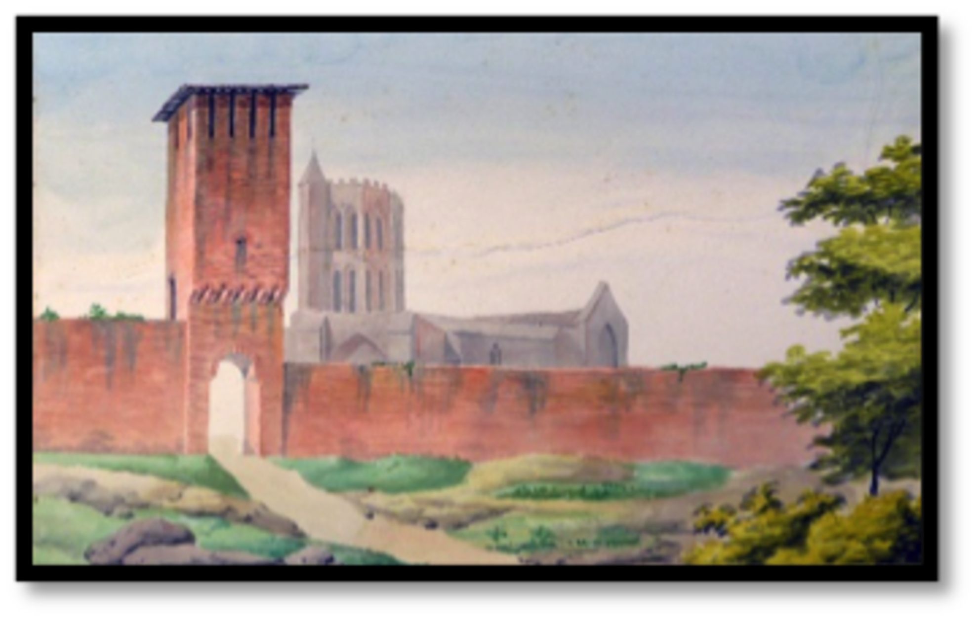 Dessin du rempart et de la tour de micheau