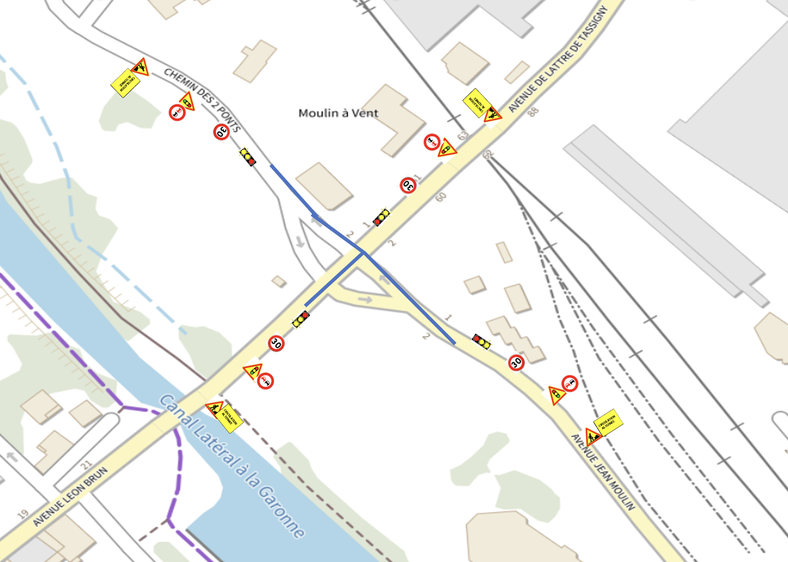 PHASE 2 : Carrefour Chemin des deux ponts / Avenue Jean Moulin / Avenue Tassigny