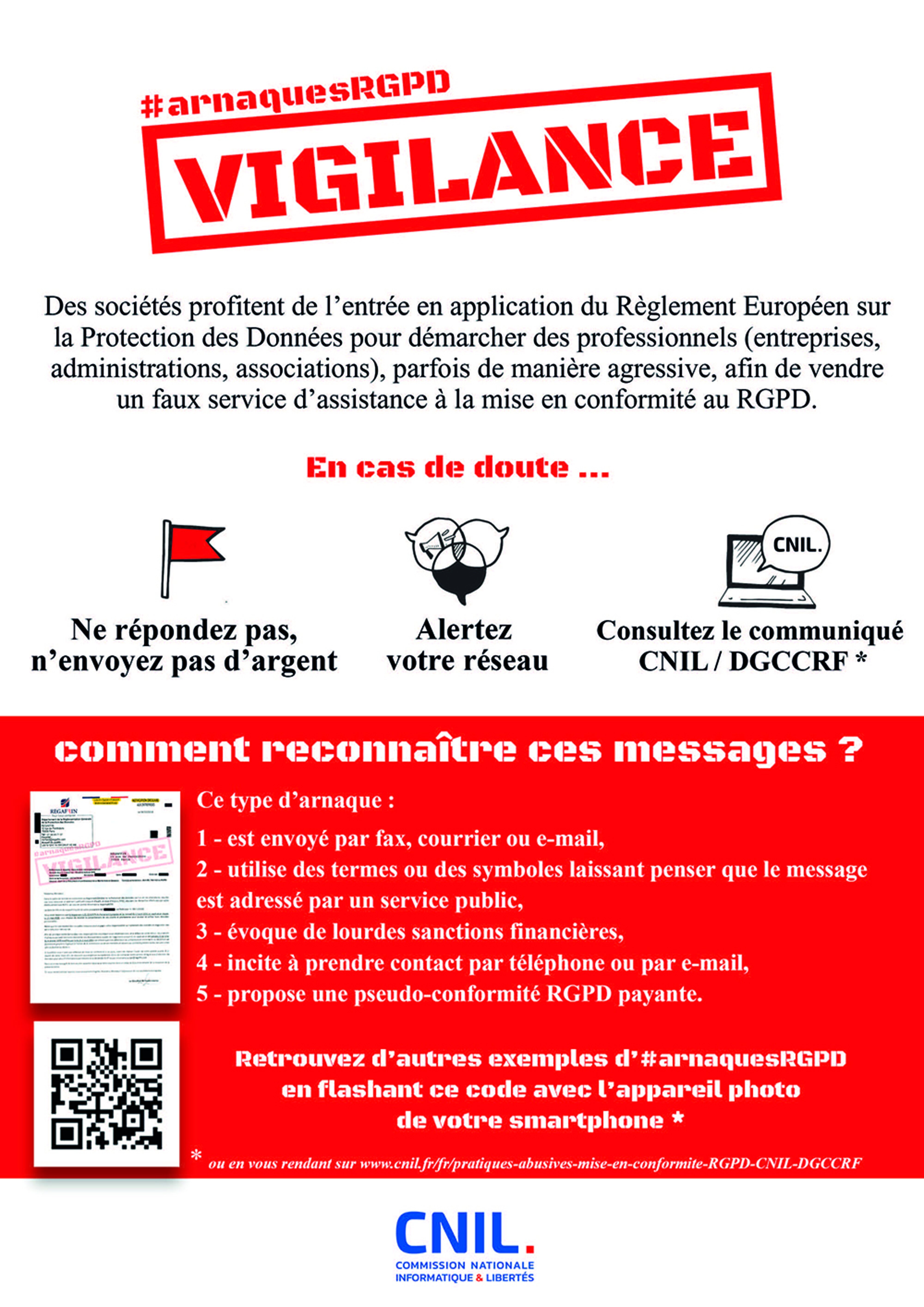 Affiche vigilance arnaque rgpd
