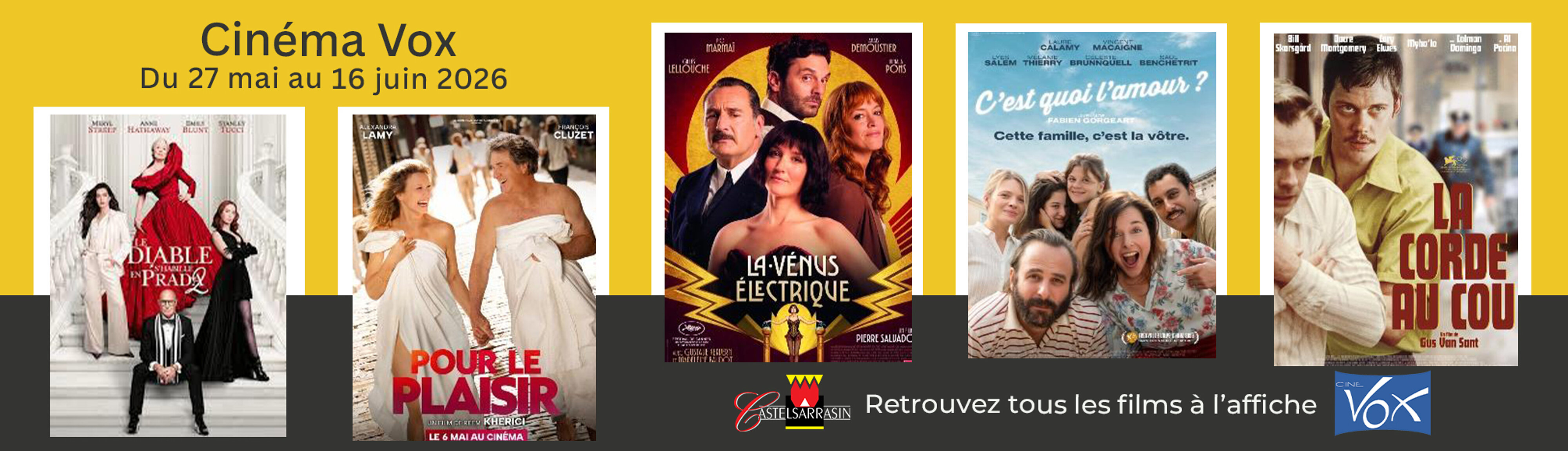  Retrouvez le programme du cinéma à l'affiche du 27 mai au 16 juin 2026