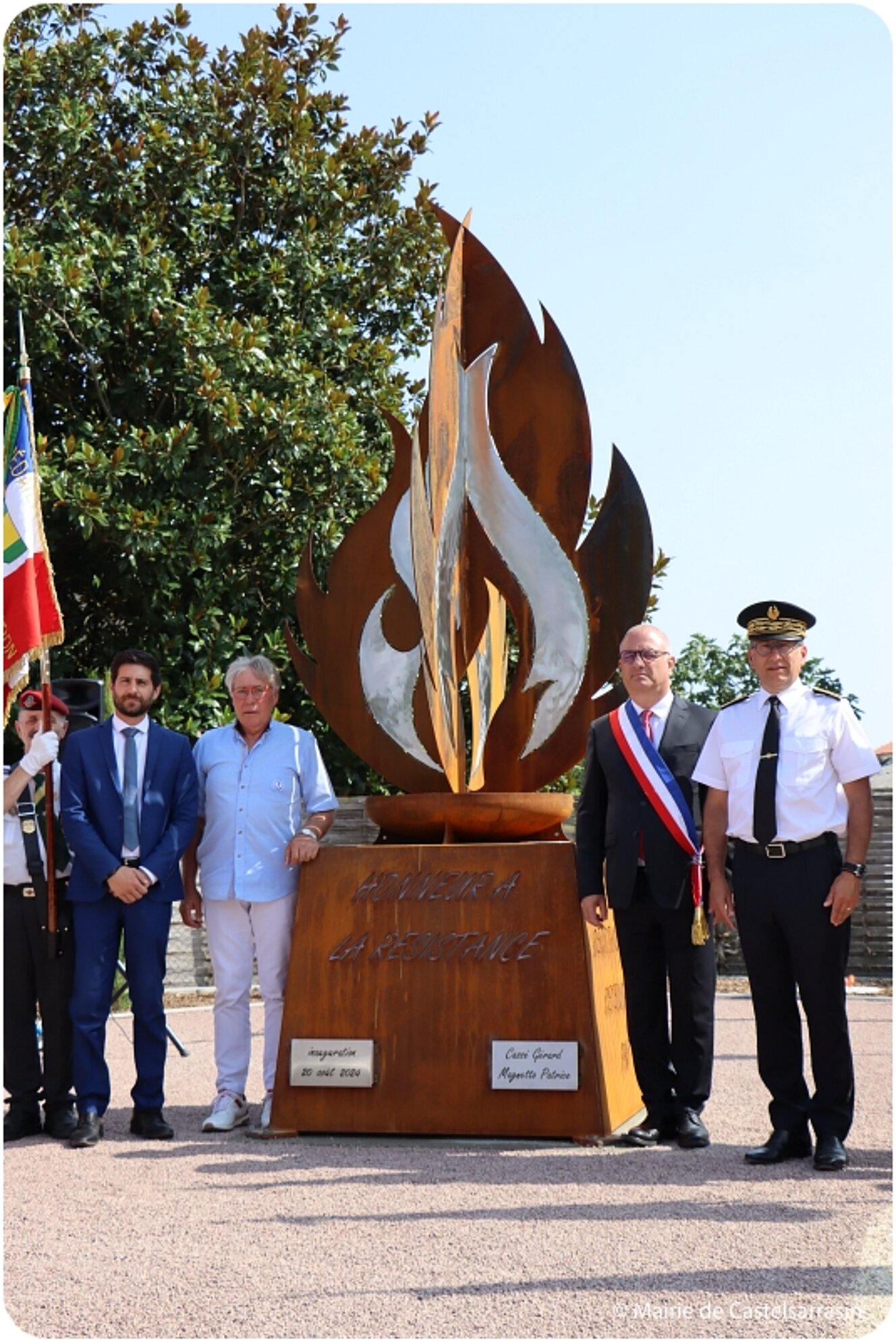 Inauguration de la stèle de la flamme de la Résistance à l'occasion des 80 ans de la Libération de Castelsarrasin le 20 aout 2024
