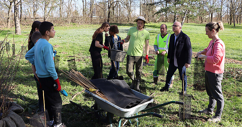 Plantation d'arbres au Parc de Clairefont en février 2026