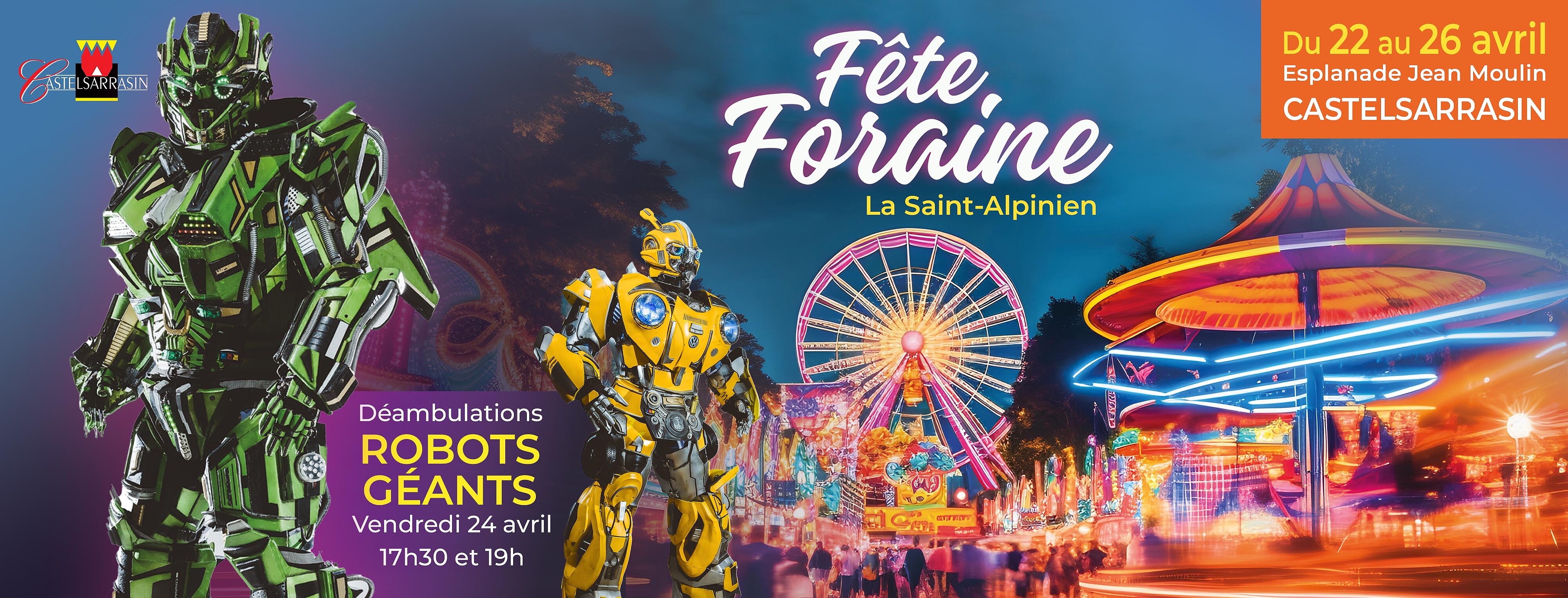 Fête foraine de la Saint-Alpinien sur l'esplanade Jean Moulin à Castelsarrasin du 22 au 26 avril 2026