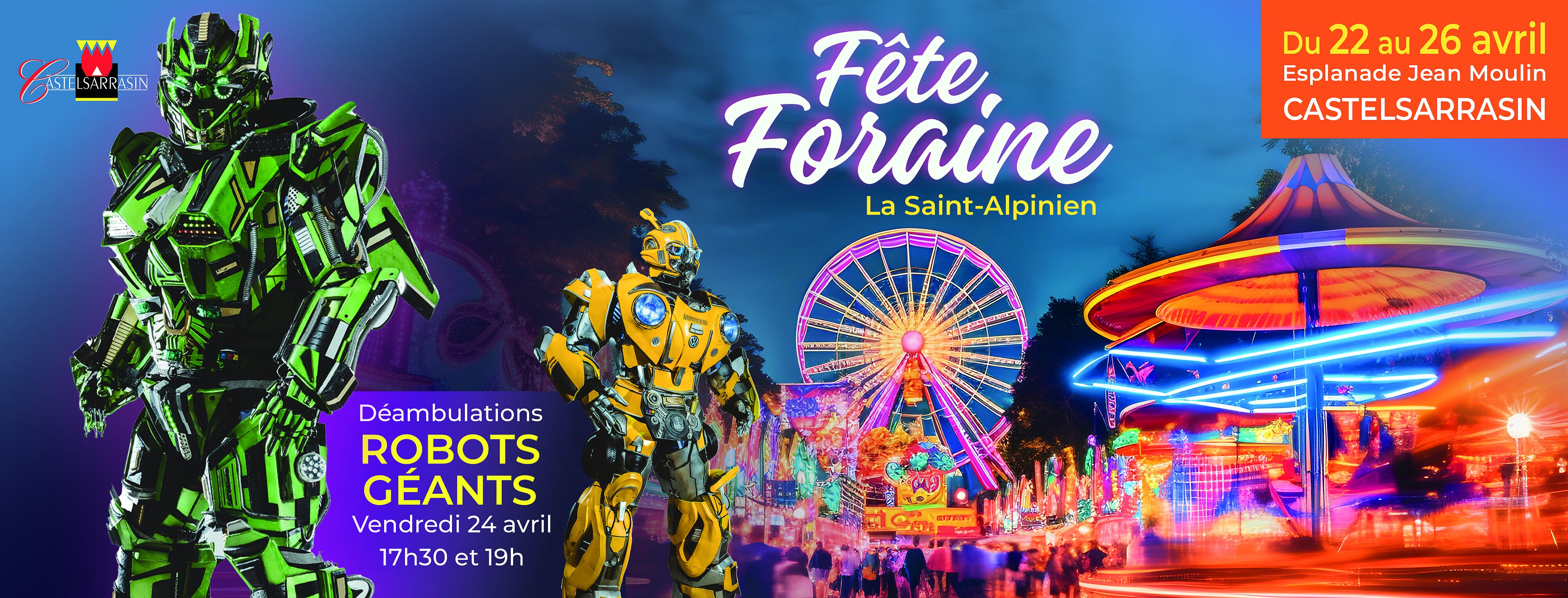 Fête foraine de la Saint-Alpinien sur l'esplanade Jean Moulin à Castelsarrasin du 22 au 26 avril 2026