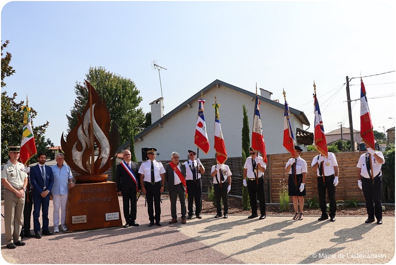 Inauguration de la stèle de la flamme de la Résistance à l'occasion des 80 ans de la Libération de Castelsarrasin le 20 aout 2024