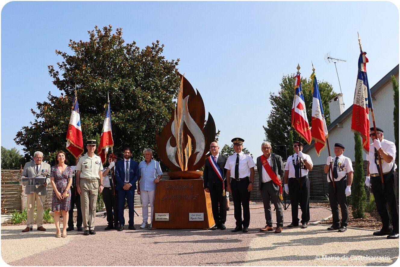 Inauguration de la stèle de la flamme de la Résistance à l'occasion des 80 ans de la Libération de Castelsarrasin le 20 aout 2024