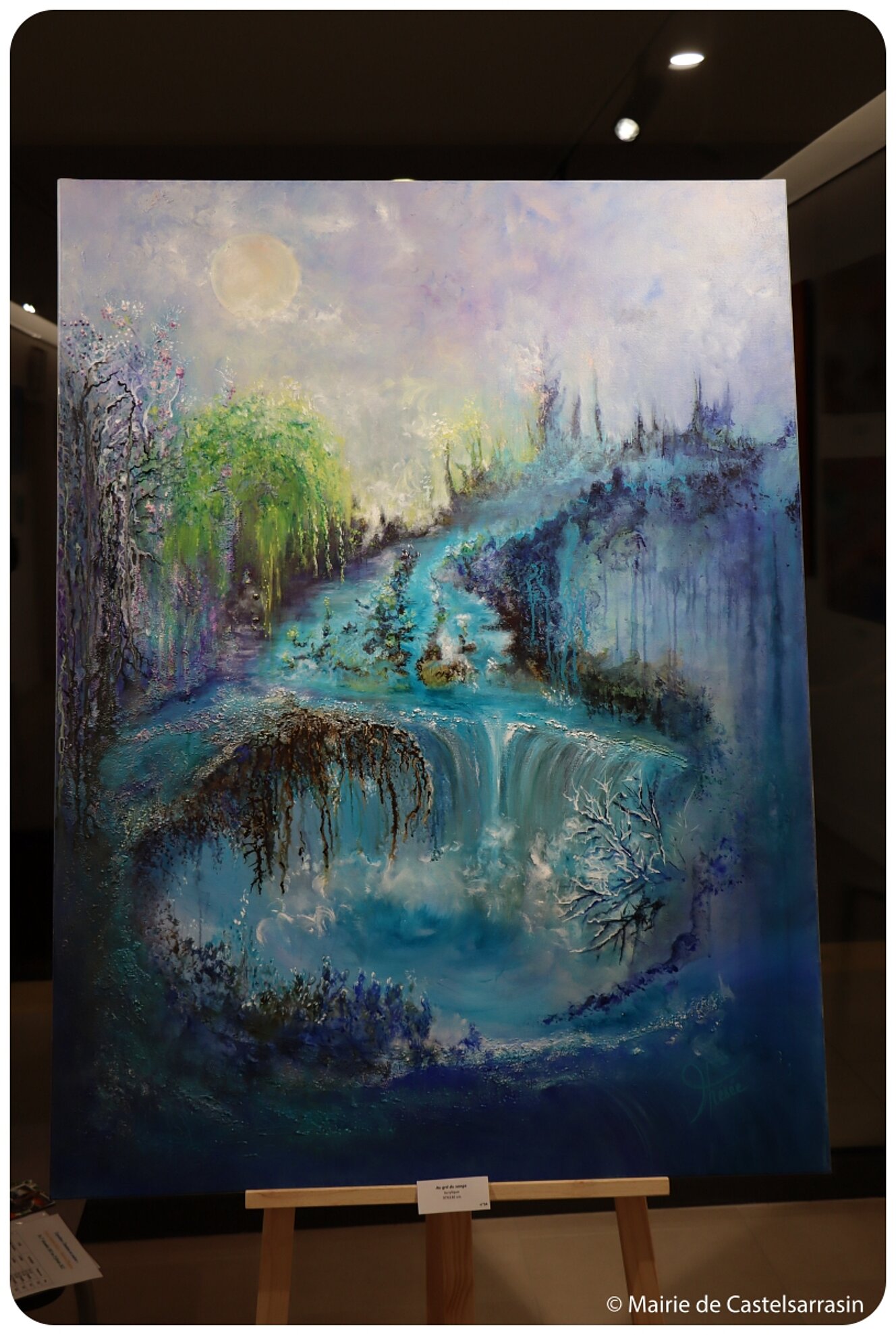 Tableau de l'exposition, paysage dans les tons bleus Tableau de l'exposition, paysage dans les tons bleus