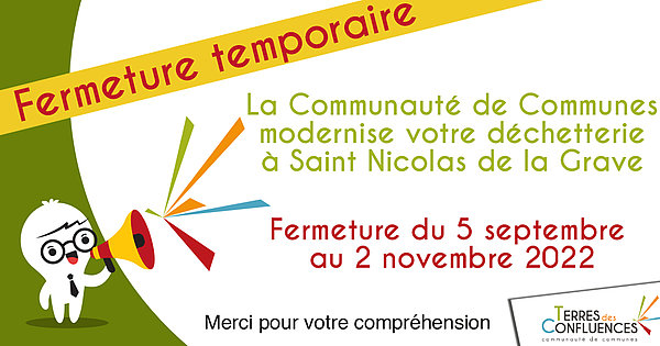 Fermeture temporaire du 5 septembre au 2 novembre