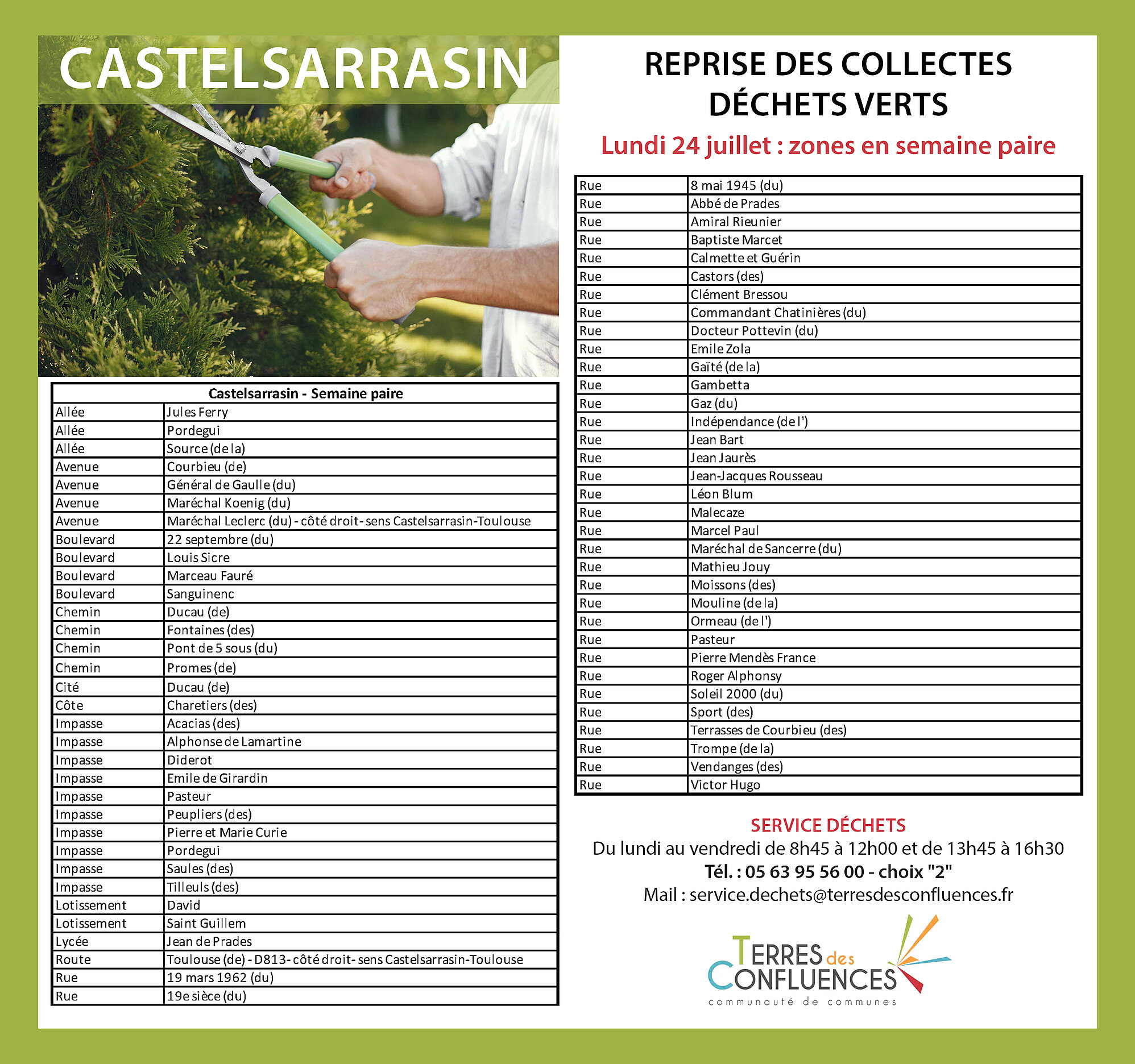 Liste rues zone paire