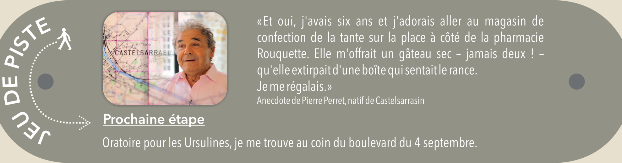 Panneau anecdote du jeu de piste avec Pierre Perret