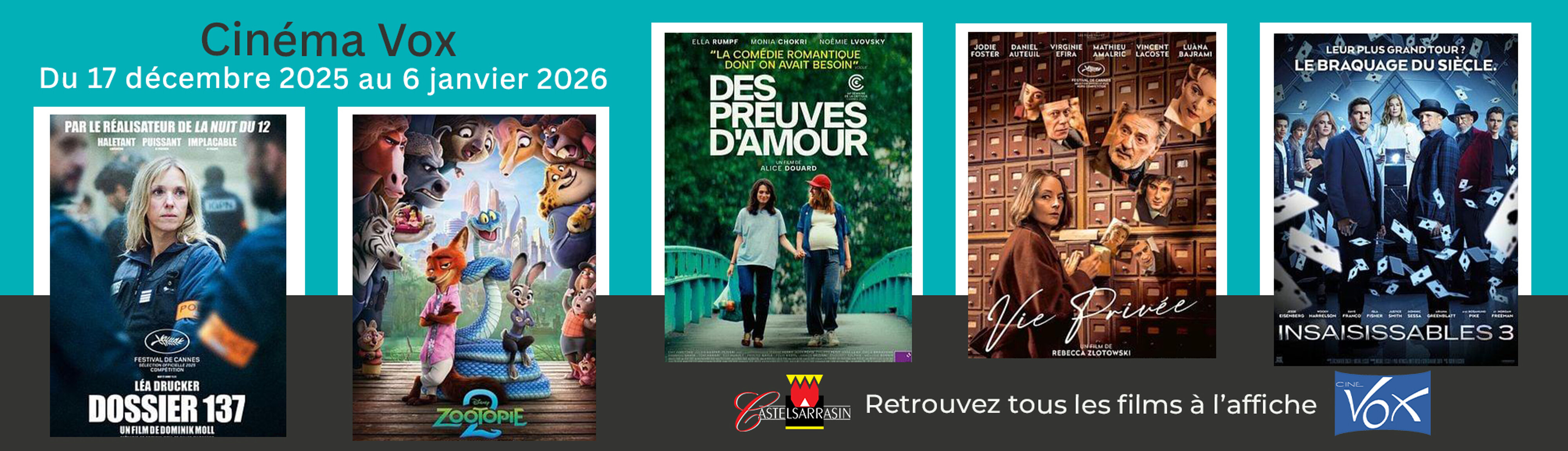  Retrouvez le programme du cinéma à l'affiche du 17 décembre au 6 janvier 2026