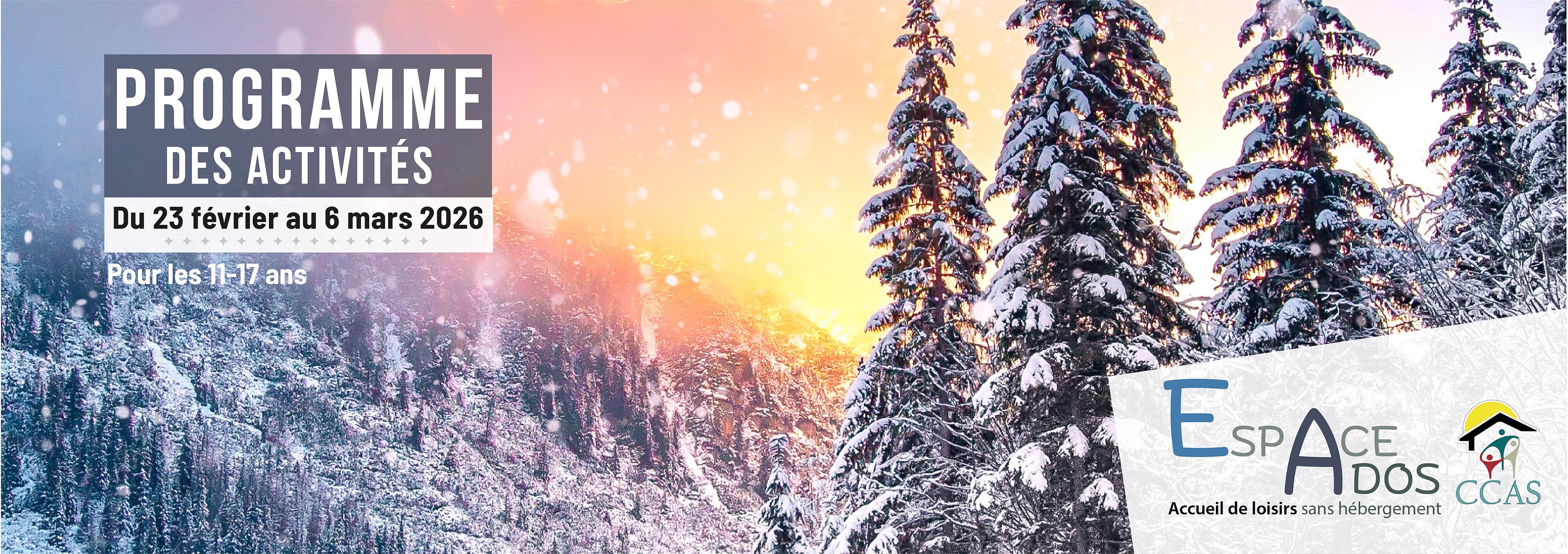 Programme des vacances d'hiver 2026 à L'Espace Ados de Castelsarrasin du 23 février au 6 mars 2026