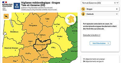 Vigilance orange orages en tarn-et-garonne le 19/07 à 21h