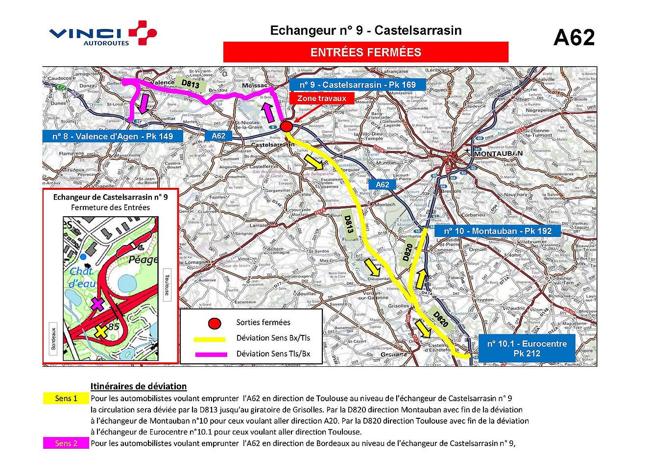Plan de déviation pour les entrées au niveau de l'échangeur de Castelsarrasin
