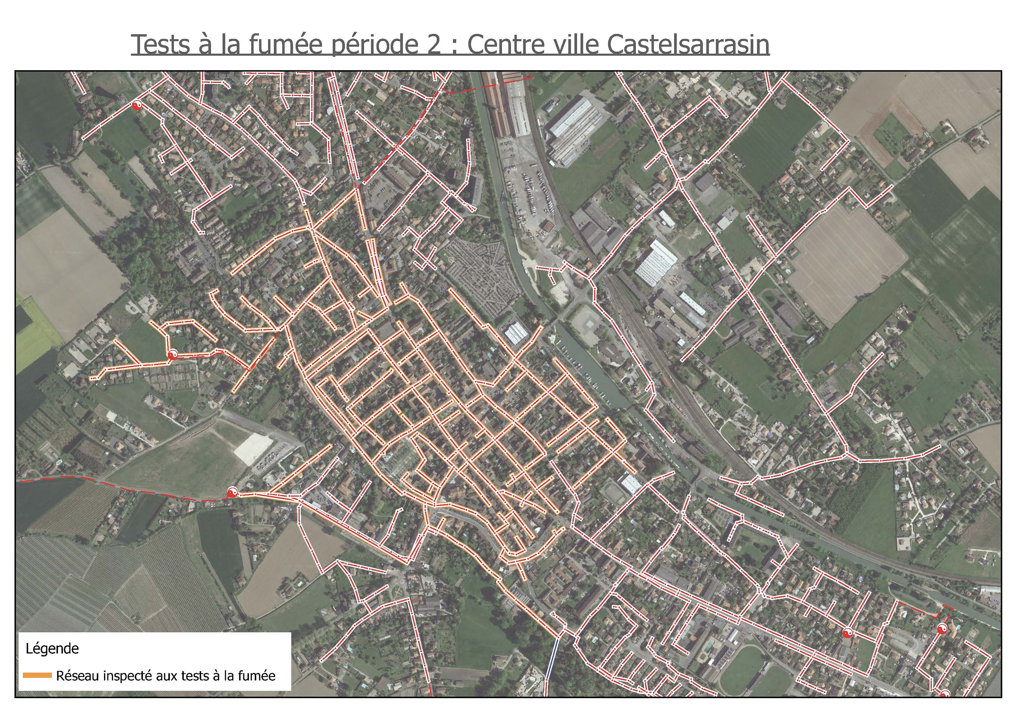 Carte du réseau inspecté avec le test à la fumée