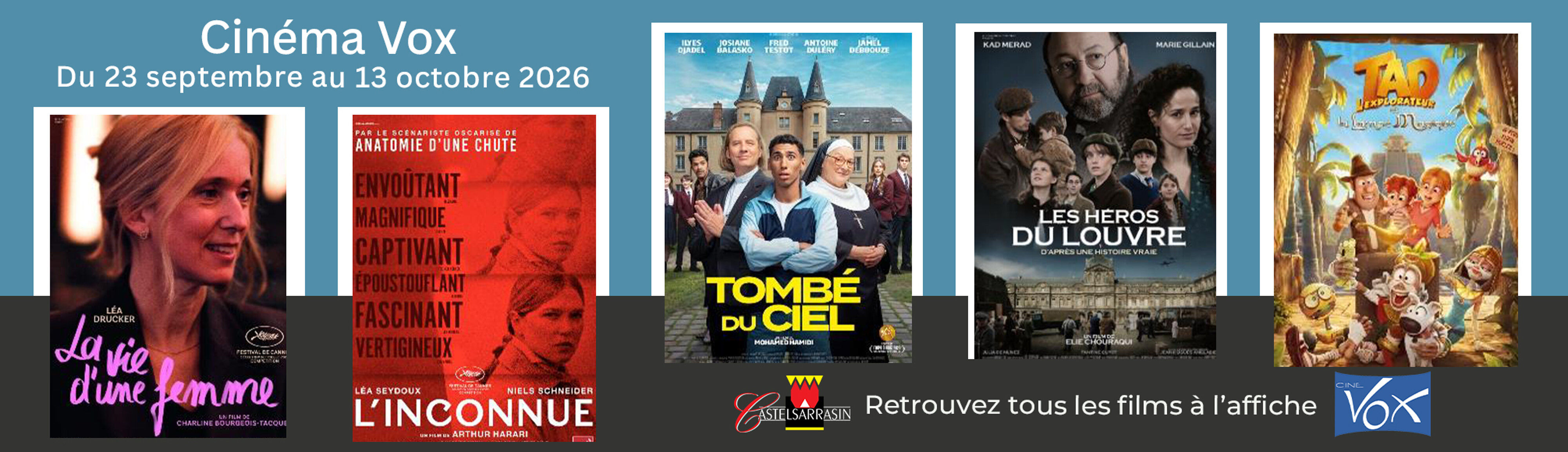  Retrouvez le programme du cinéma à l'affiche du 23 septembre au 13 octobre 2026