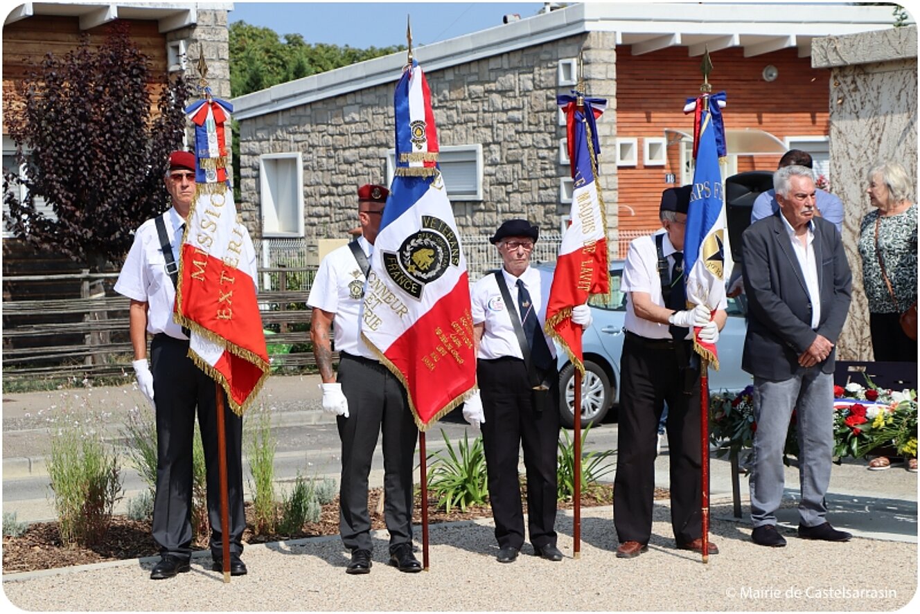 Inauguration de la stèle de la flamme de la Résistance à l'occasion des 80 ans de la Libération de Castelsarrasin le 20 aout 2024
