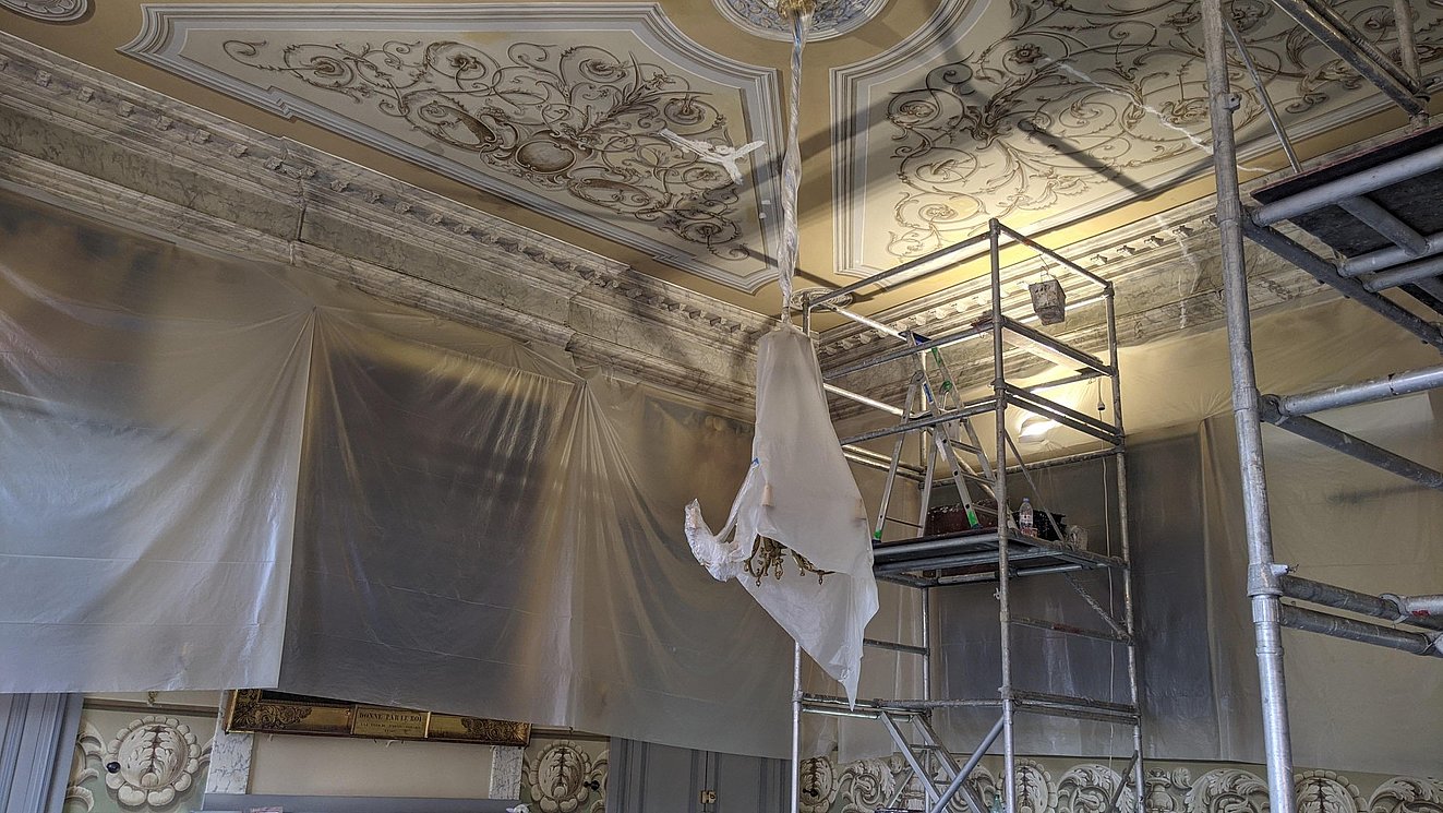 Rénovation plafond salon Henri Pottevin, salle des mariages