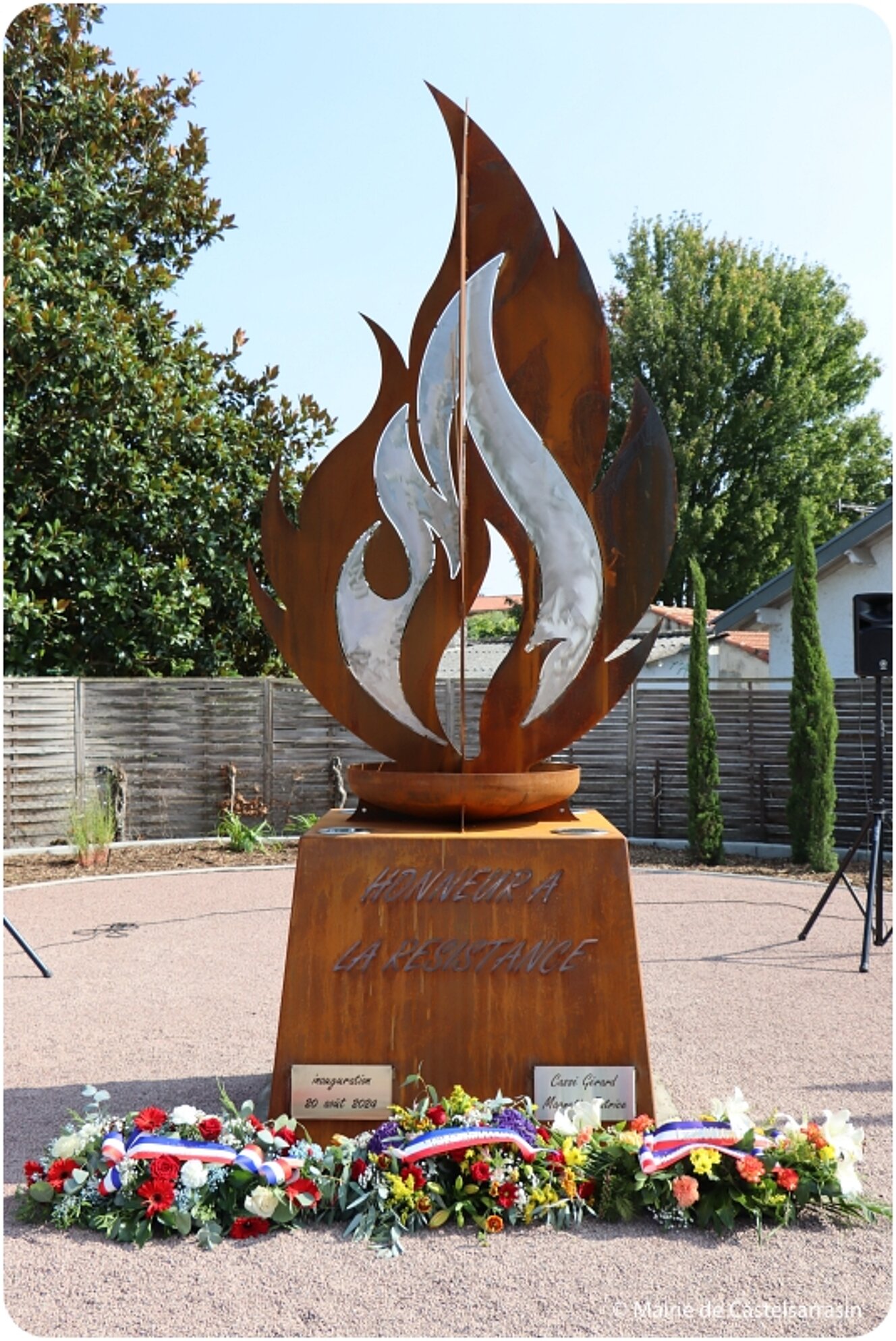 Inauguration de la stèle de la flamme de la Résistance à l'occasion des 80 ans de la Libération de Castelsarrasin le 20 aout 2024