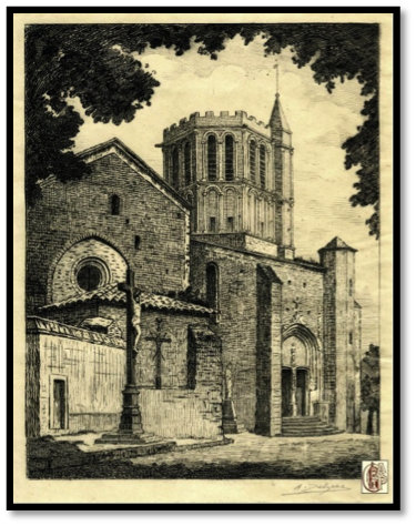 Reproduction de l'église Saint Sauveur réalisée par Antonin Delzers