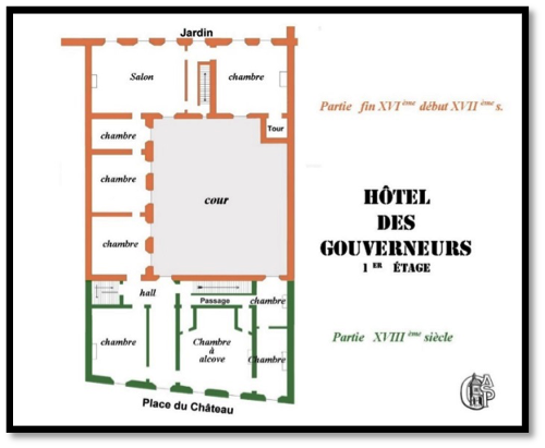 Plan de l'hôtel des gouverneurs réalisé par B. OUARDES- ASPC