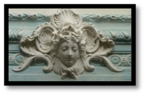 Zoom sur une tête sculptée de l'hôtel Marceillac