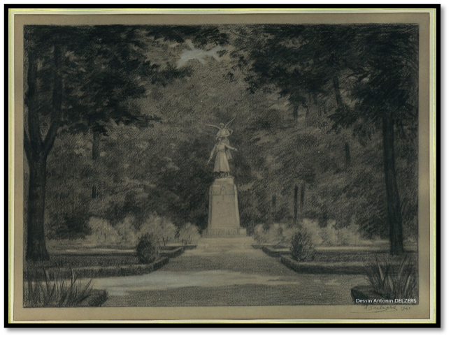 Dessin du monument au mort réalisé par Antonin Delzers