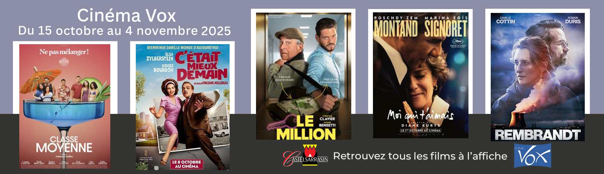 Retrouvez le programme du cinéma à l'affiche du 15 octobre au 4 novembre 2025  Retrouvez le programme du cinéma à l'affiche du 15 octobre au 4 novembre 2025