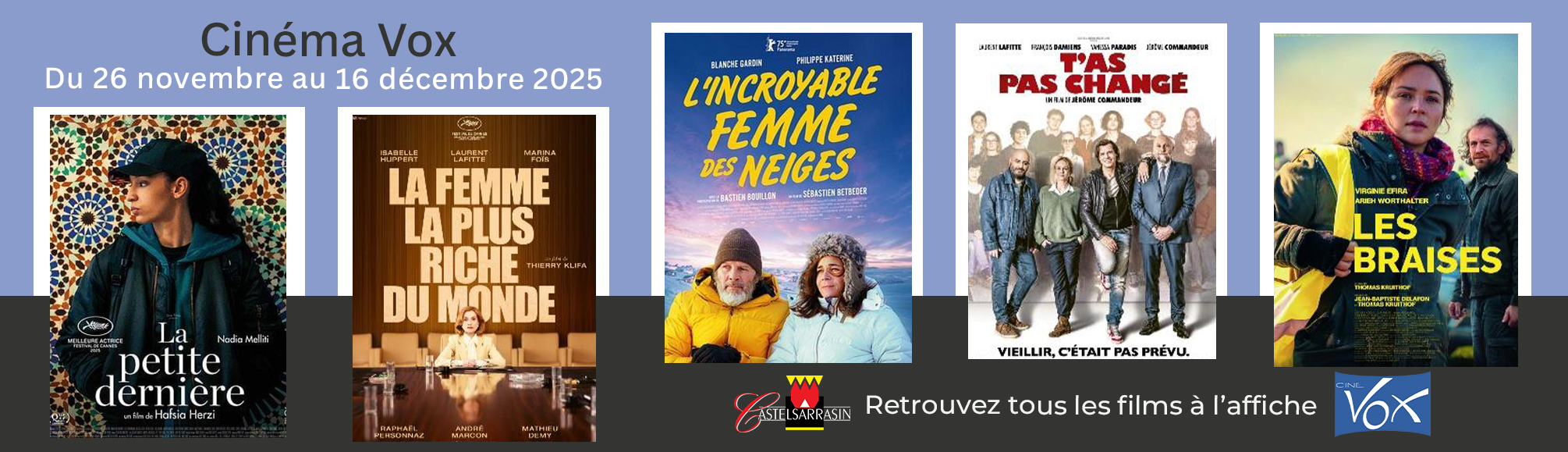  Retrouvez le programme du cinéma à l'affiche du 26 novembre au 16 décembre 2025