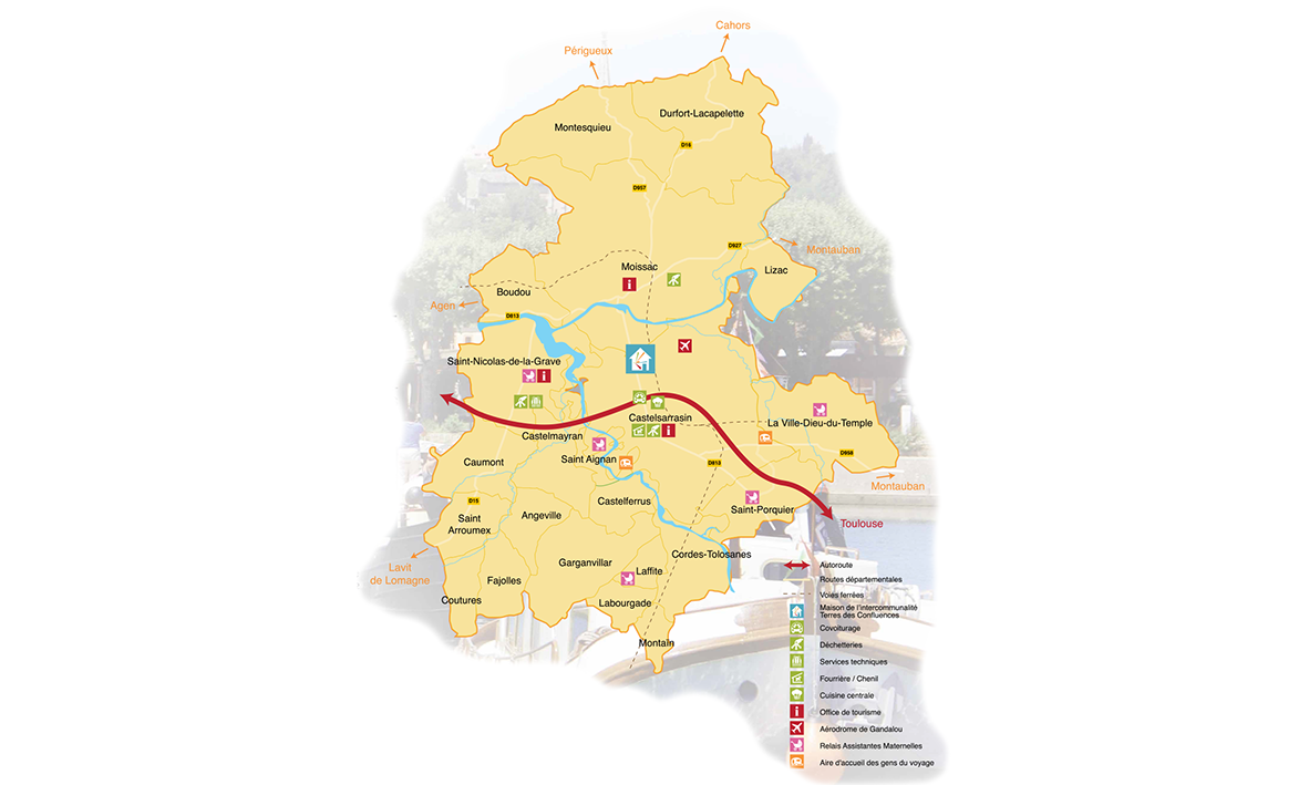 Carte de la communauté de communes Terres des Confluences, cliquez sur l'image pour accéder au site internet