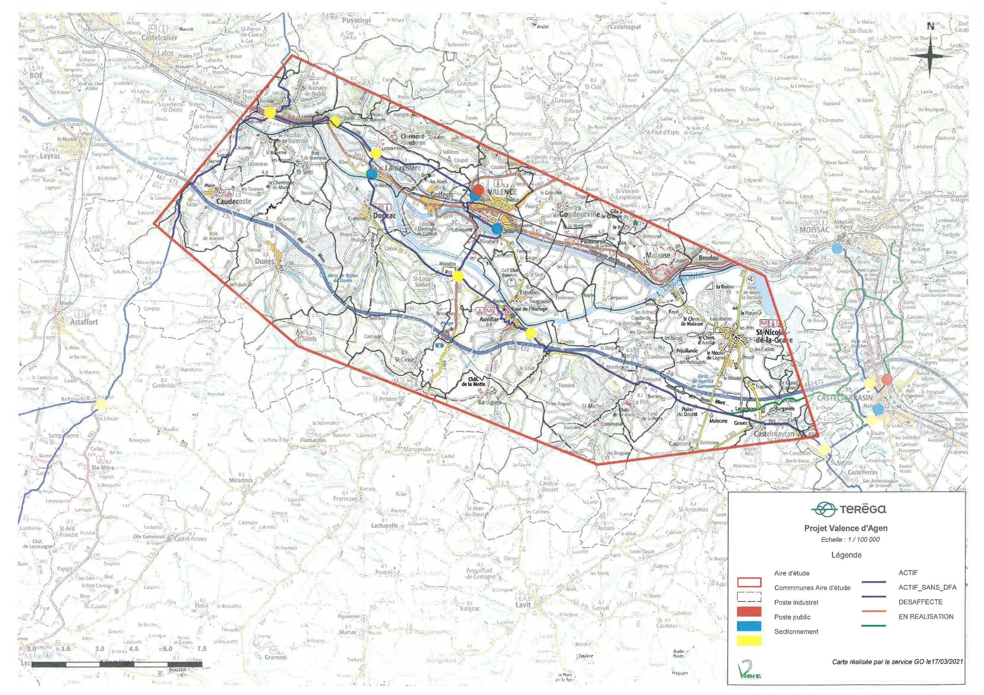 Carte du projet Valence d'Agen