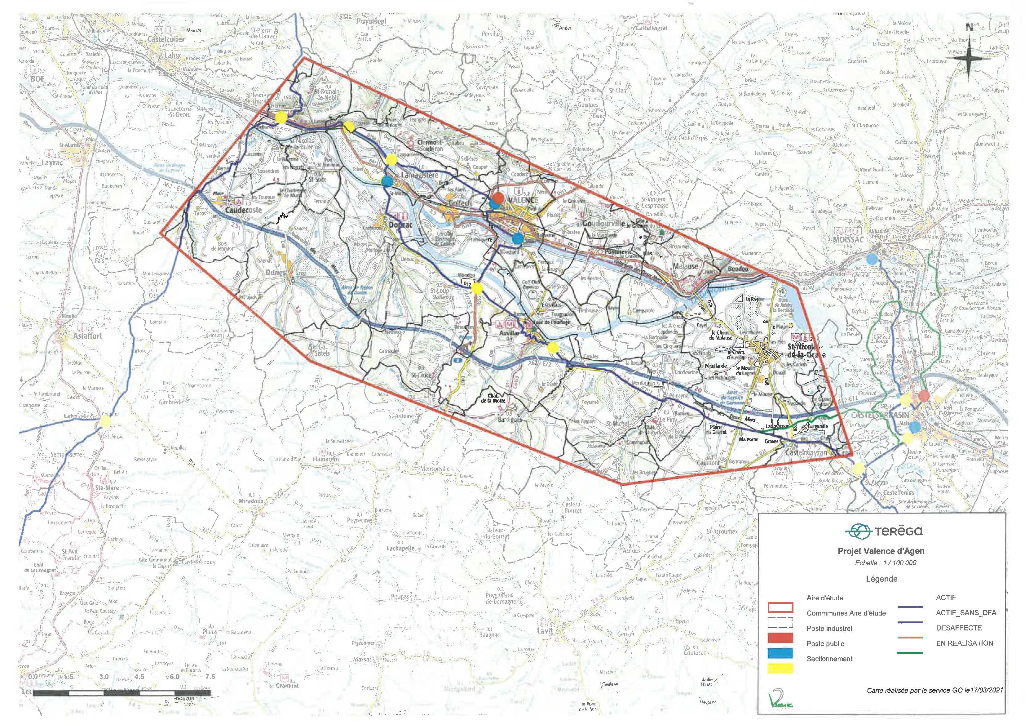 Carte du projet Valence d'Agen