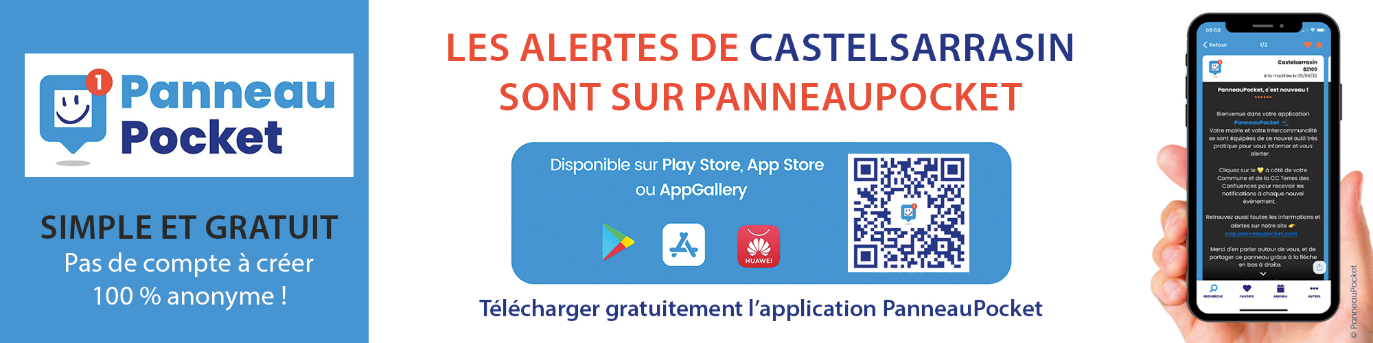 Télécharger l'application PanneauPocket pour recevoir les alertes sur la commune de Castelsarrasin