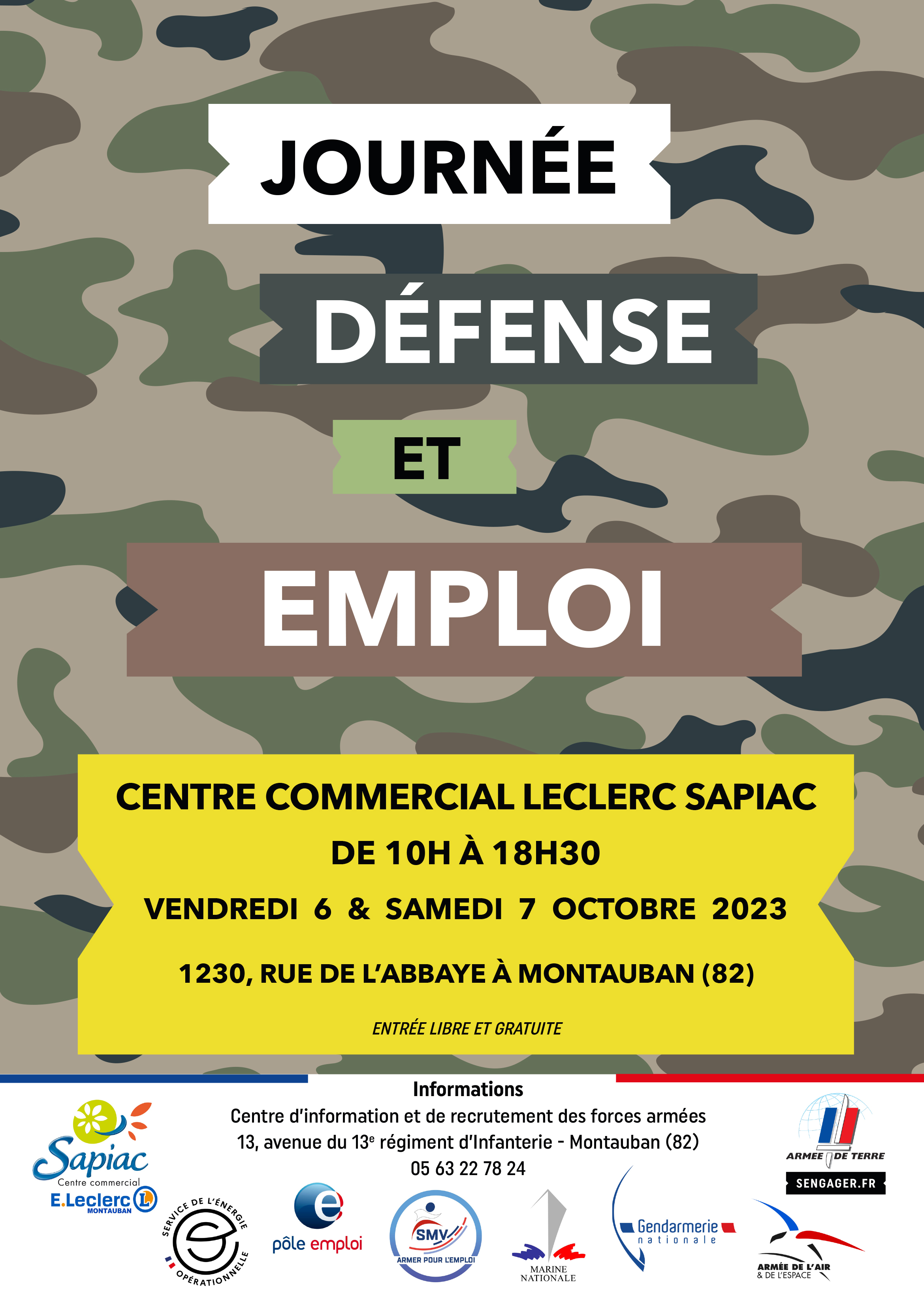 Journée défense et emploi les 6 et 7 octobre au centre commercial de Leclerc Sapiac à Montauban