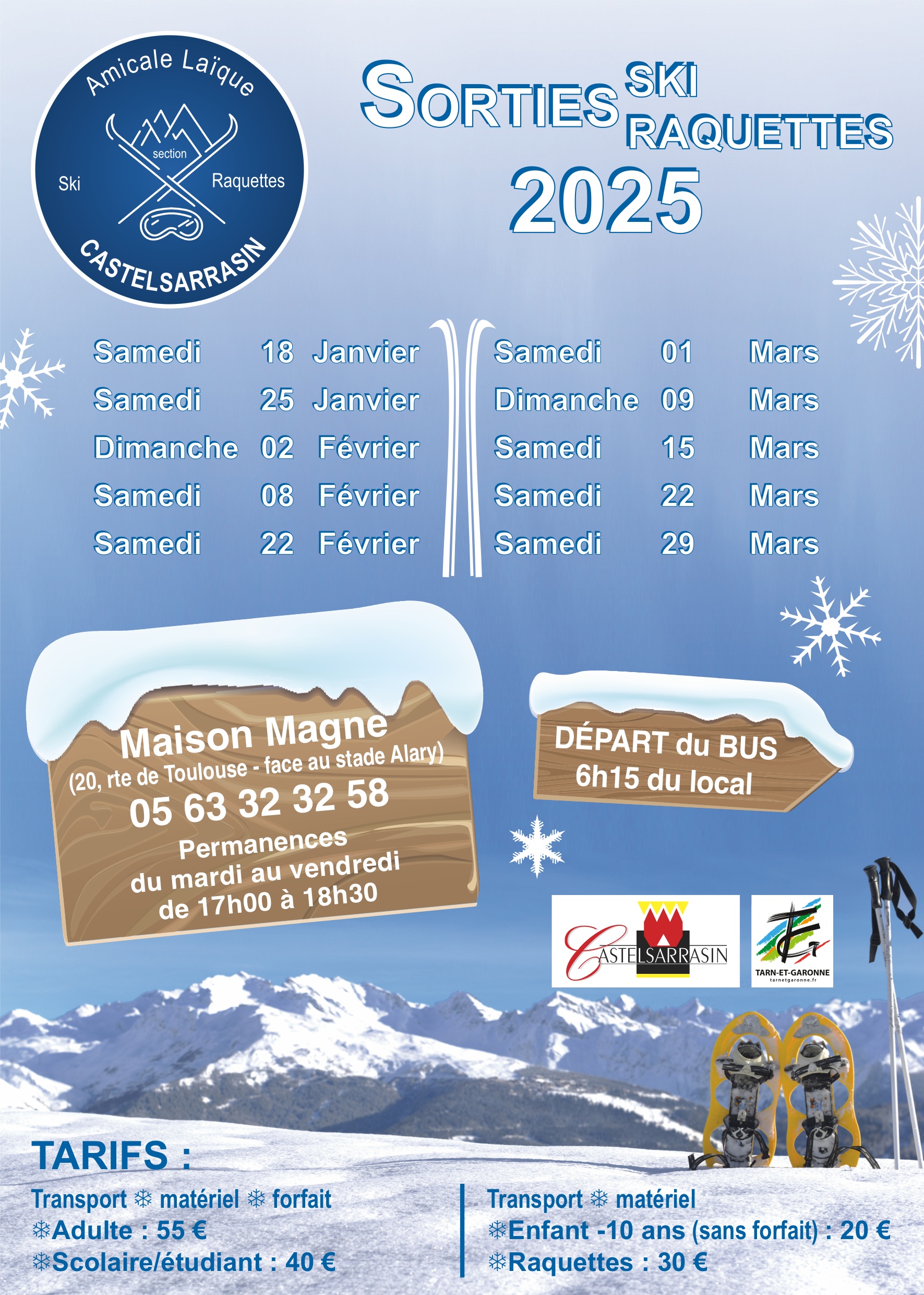 Affiche : Sorties ski/raquettes 2025
