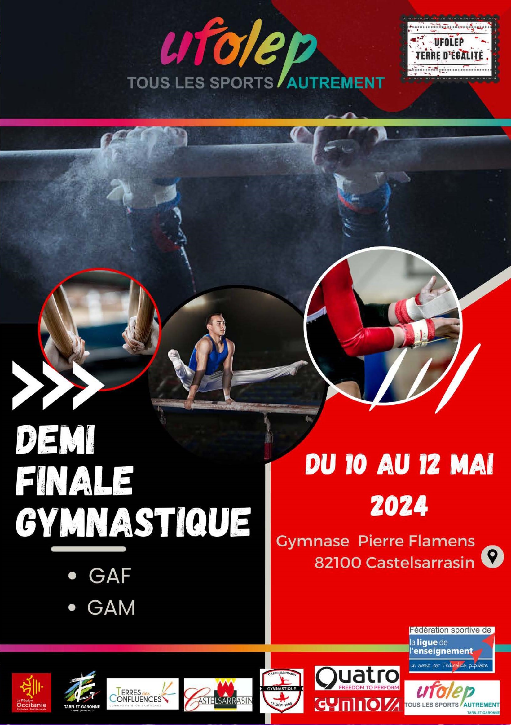 Demi finale gymnastique du 10 au 12 mai 2024 au gymnase Pierre Flamens à Castelsarrasin