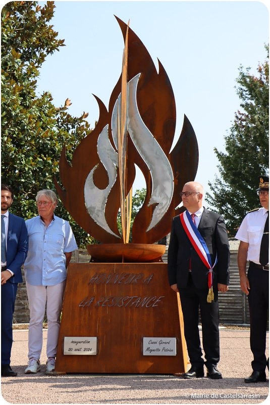 Inauguration de la stèle de la flamme de la Résistance à l'occasion des 80 ans de la Libération de Castelsarrasin le 20 aout 2024