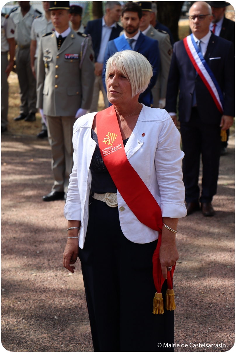 Cérémonie commémorative du 81e anniversaire de la Libération de Castelsarrasin au monument aux Morts.